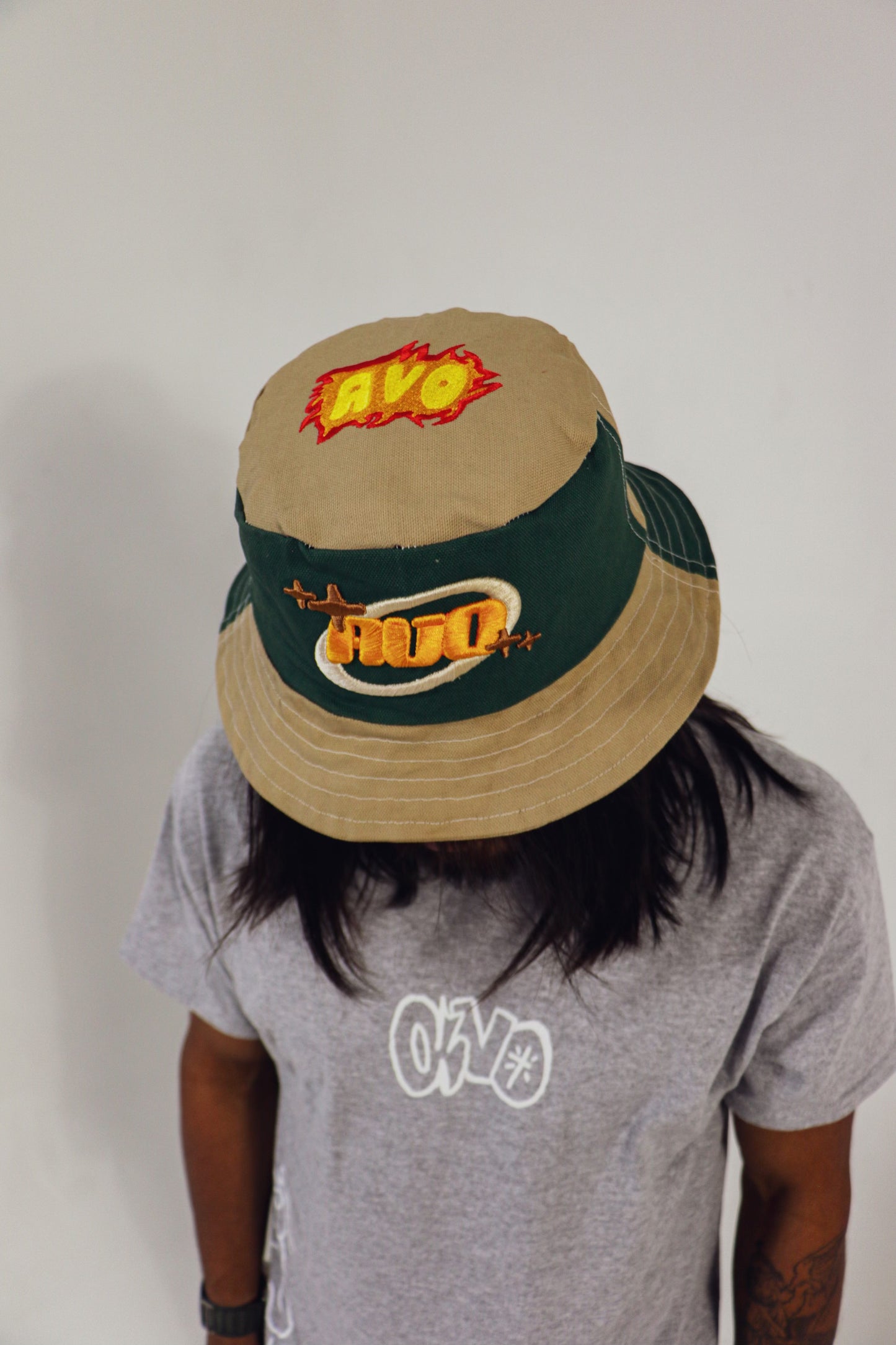 2 Tone reversable embroidered AVO bucket hat